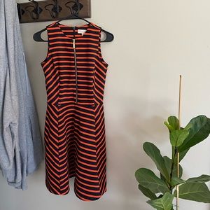 Michael Kors striped orange & navy zip dress